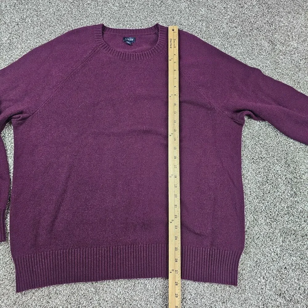 J Crew Sweater Mens XL Purple Wool Blend Crewneck Pullover Raglan Preppy